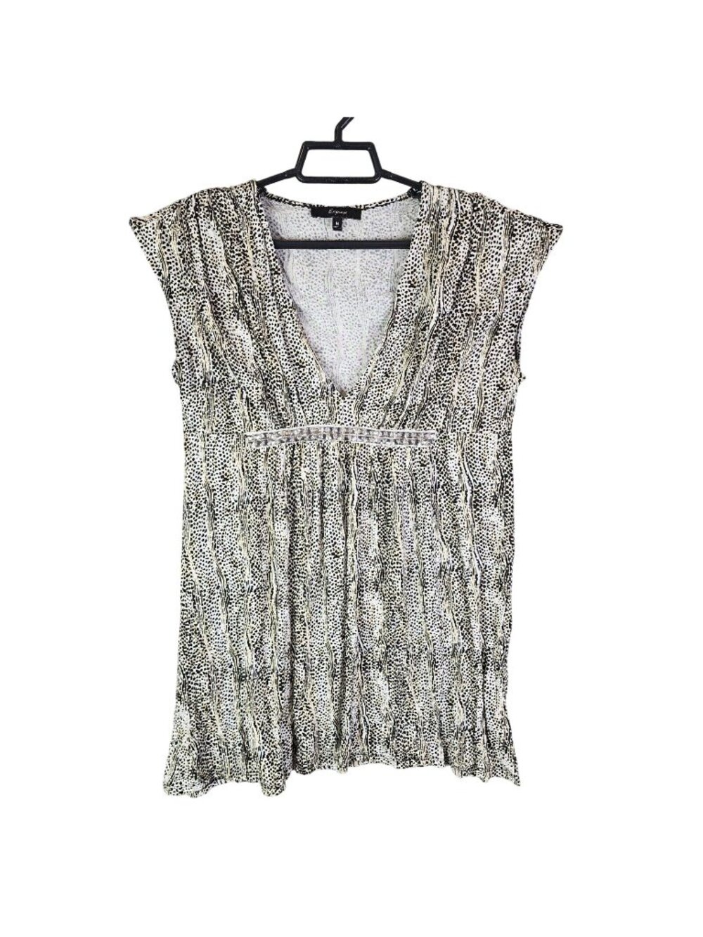Womens Express V-Neck Animal Print Empire Waist Blouse Sleeveless Rayon Size M